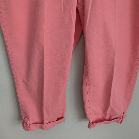 Talbot's Women's XLP Easy Slim Leg Pants Roll Cuff Cropped Capri Coral Pink - Picture 3 of 12